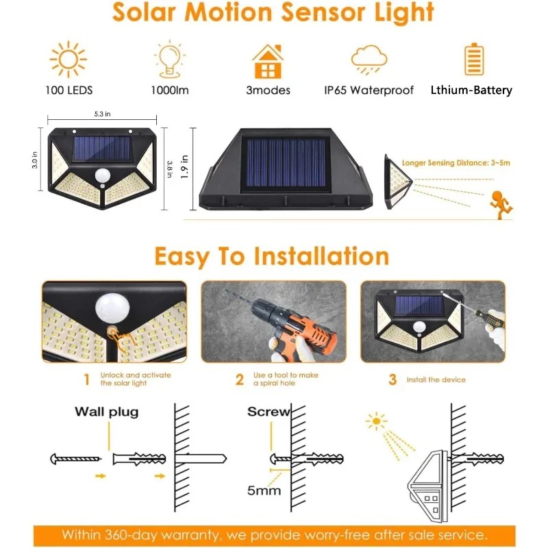 Luz de Parede Solar Externa co - Home Security Flood Lights avaliação e preço