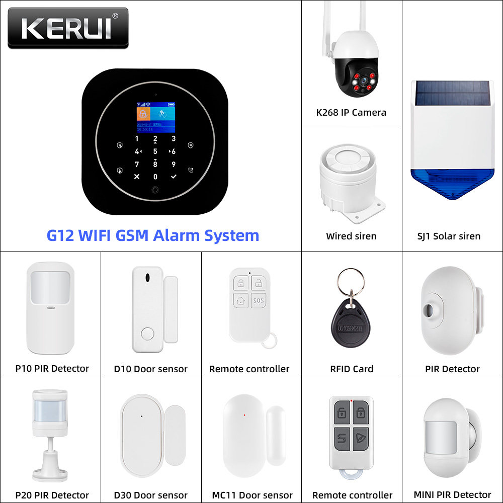 Kerui g12 2g wifi sistema de a - Sim Gsm Alarm avaliação e preço